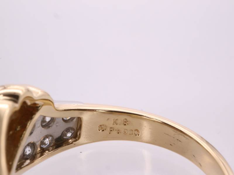 ミキモト 美品 MIKIMOTO ダイヤ0.21ct デザイン リング 9号 K18YG