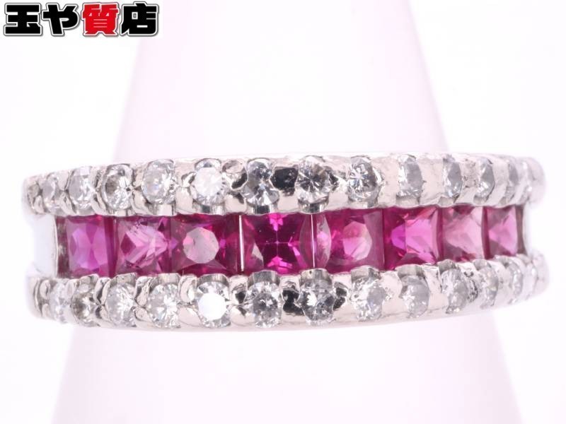 ルビー0.74ct ダイヤ0.35ct デザイン リング 13号 pt900 プラチナ ルビー0.74ct ダイヤ0.35ct デザイン リング 13号 pt900 プラチナ