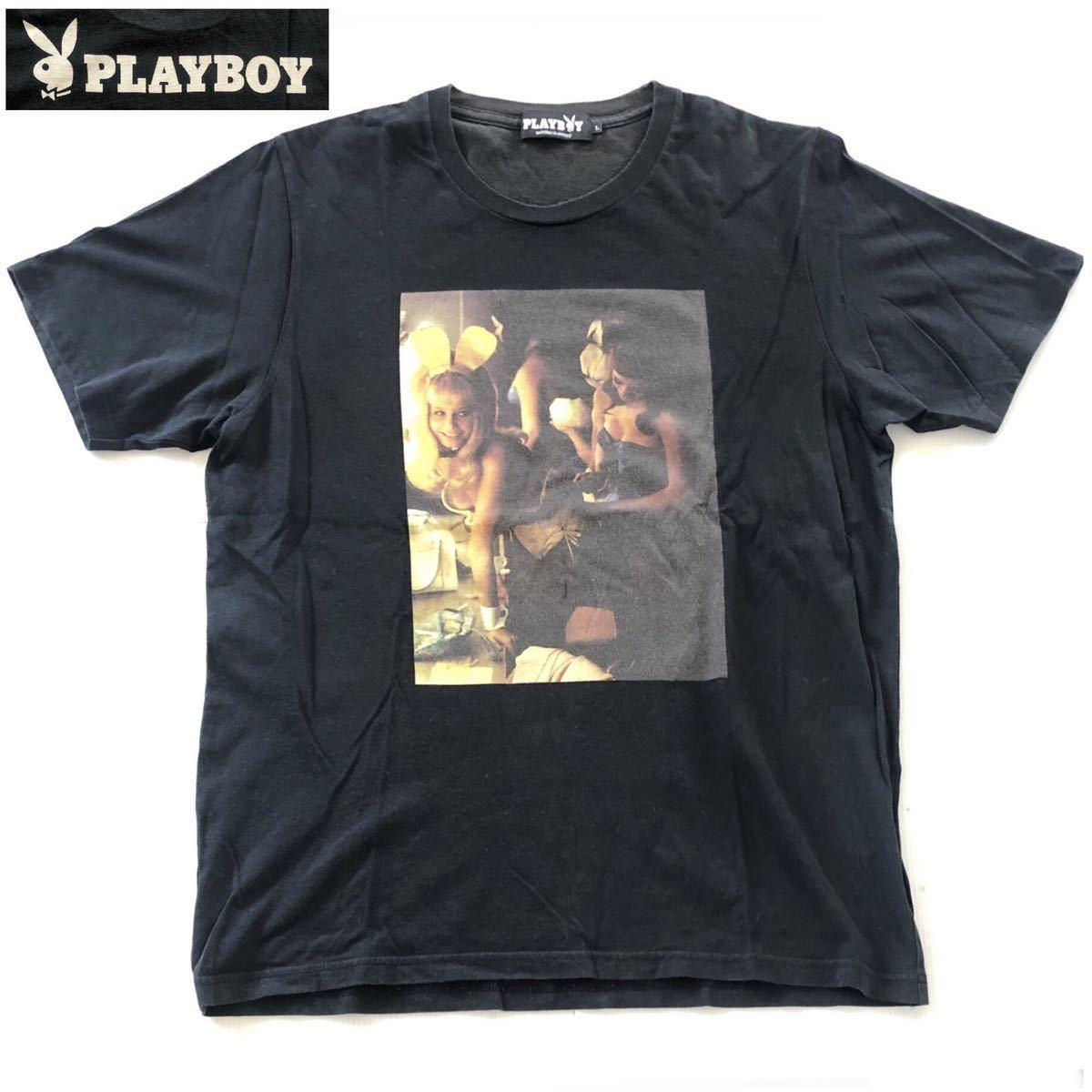 完売 レア品★HYSTERIC GLAMOUR /PLAYBOY コラボ Tシャツ L黒★美品 プリント 半袖 シャツ BLACK プレイボーイ/ヒステリックグラマー HG PB