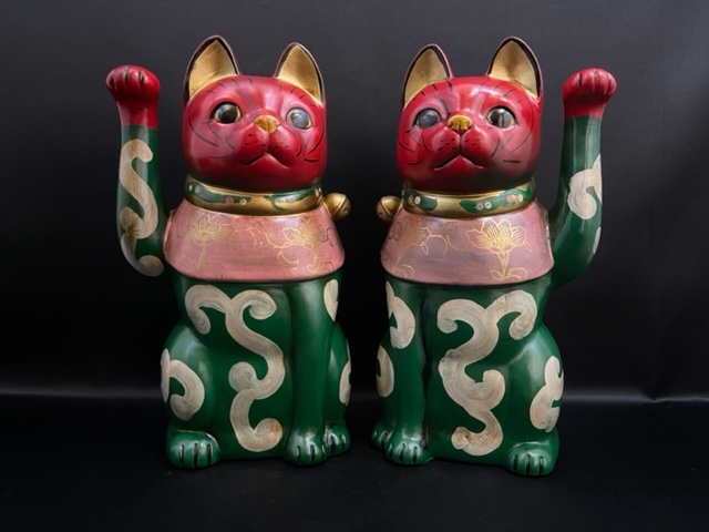 招き猫 25cm 唐草 一対 まねき猫 /検索 猫 置物 陶器 九谷焼 招き猫 25cm 唐草 一対 まねき猫 /検索 猫 置物 陶器 九谷焼