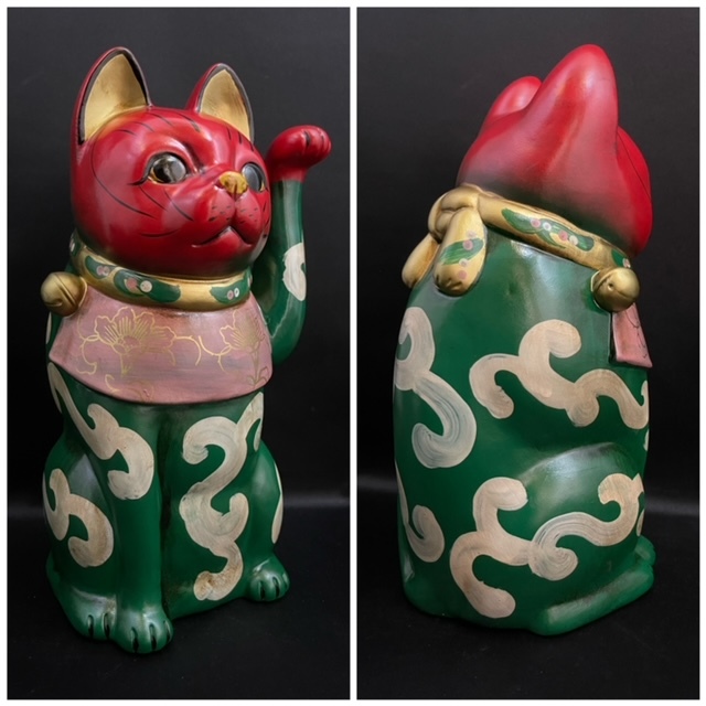 招き猫 25cm 唐草 一対 まねき猫 /検索 猫 置物 陶器 九谷焼 招き猫 25cm 唐草 一対 まねき猫 /検索 猫 置物 陶器 九谷焼