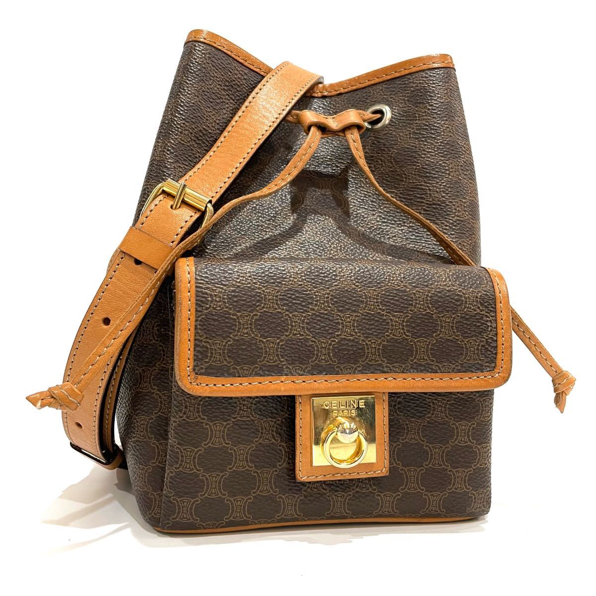 CELINE セリーヌ『F/02』マカダム 巾着 ミニ ショルダーバッグ
