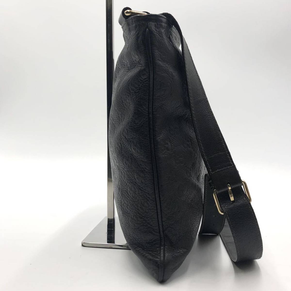 1円《美品》GUCCI グッチ 最高級 シマレザー ショルダーバッグ クロス