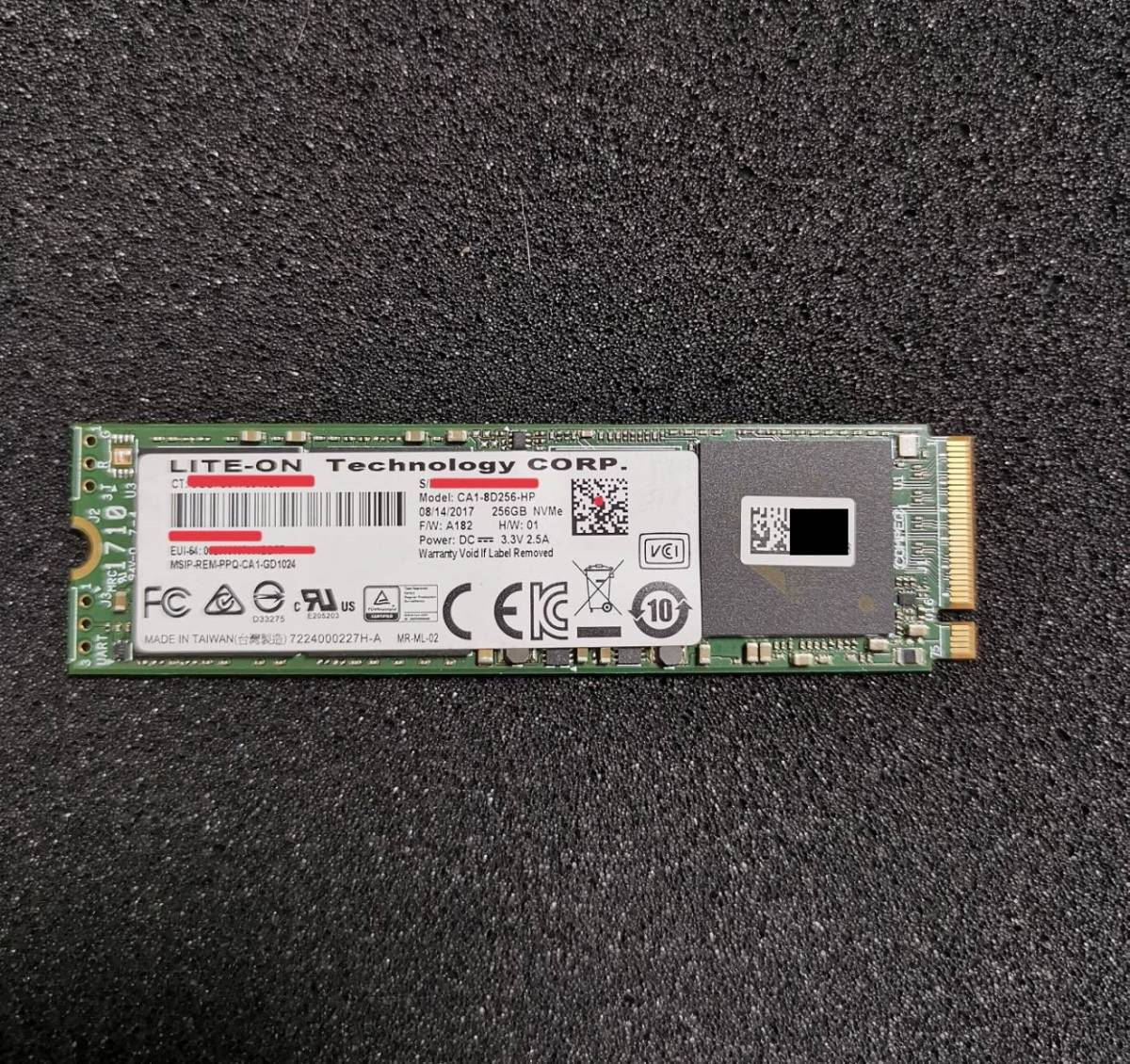 ほぼ新品 LITE-ON SSD 256GB CA1-8D256-HP M.2 NVMe PCI-e 2280 ((使用時間7時・1枚限定！！))_画像1