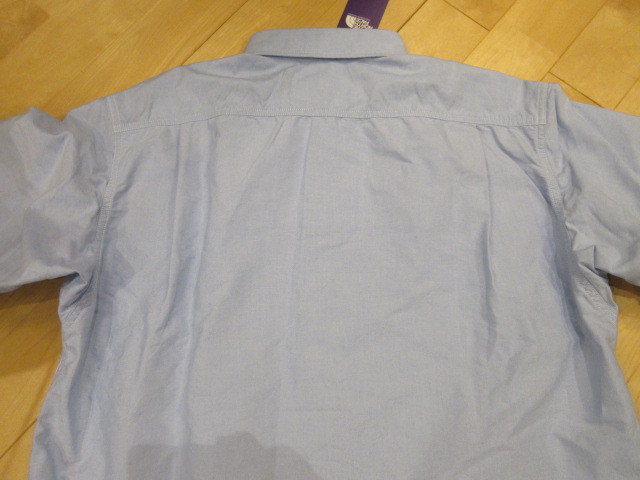 新品未使用　タグ付き　ノースフェイス　パープルレーベル　コットン　ボタンダウン　半袖シャツ　サイズXL　サックスブルー　ワークシャツ