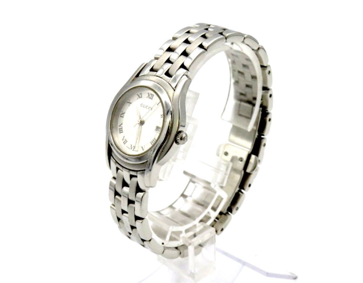 GUCCI グッチ 5500L デイト シルバー文字盤 レディース腕時計-