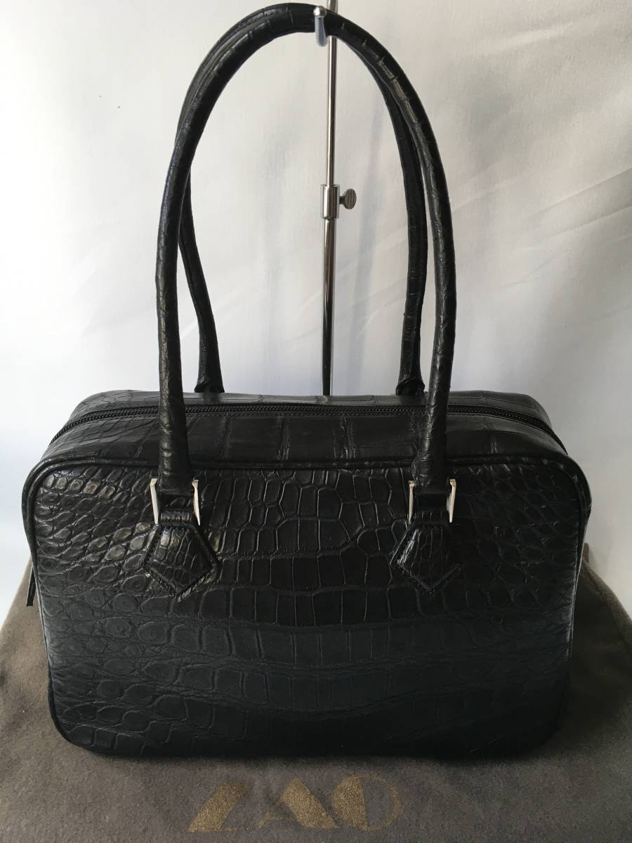 極美品 ZAO ザオー JRA認定 クロコダイル ハンド バッグ www