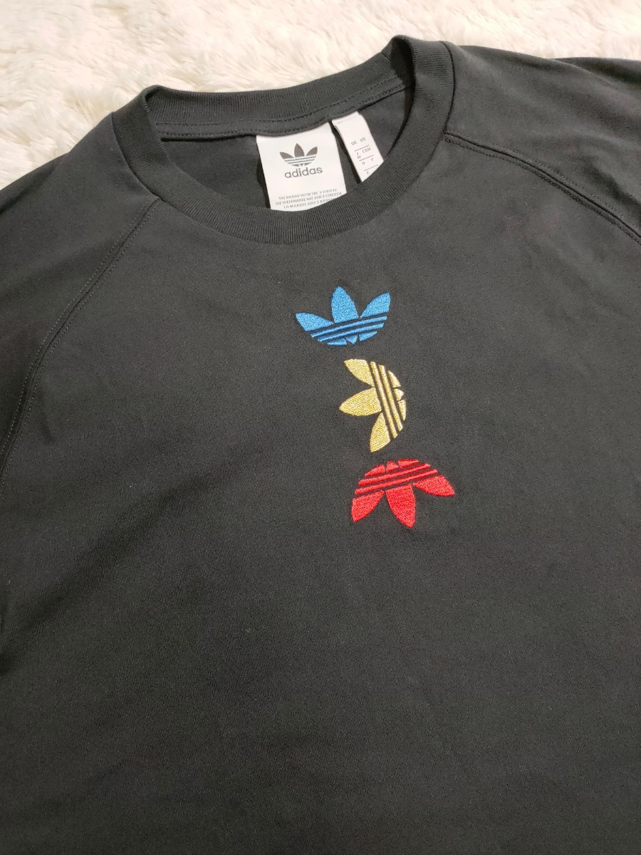 adidas　トレフォイル 刺繍デザイン Tシャツ　サイズM　ブラック　黒　アディダス　