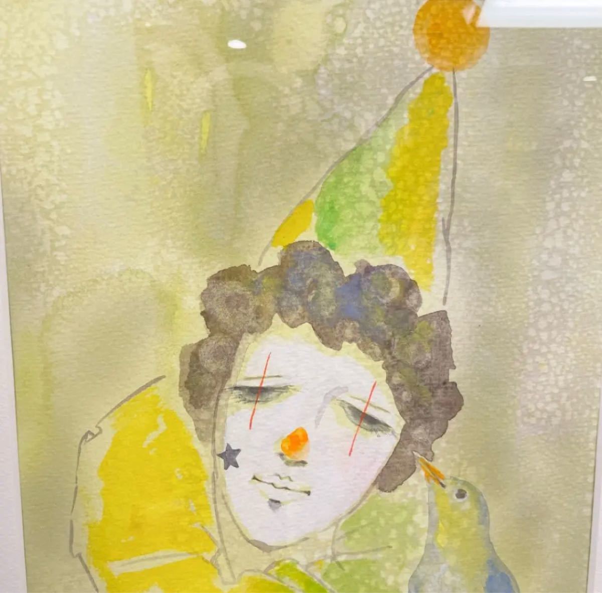 水彩画 美術品 近藤弘子 ピエロ リトグラフ+手彩色 一線美術会 水彩画 美術品 近藤弘子 ピエロ リトグラフ+手彩色 一線美術会