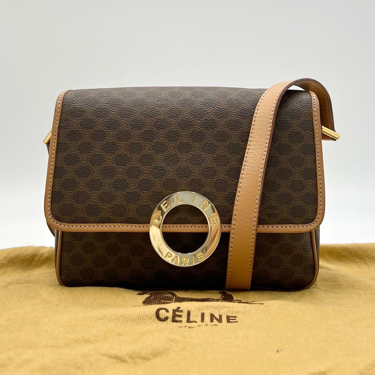 極美品》 CELINE セリーヌ サークルロゴ マカダム柄 ブラゾン