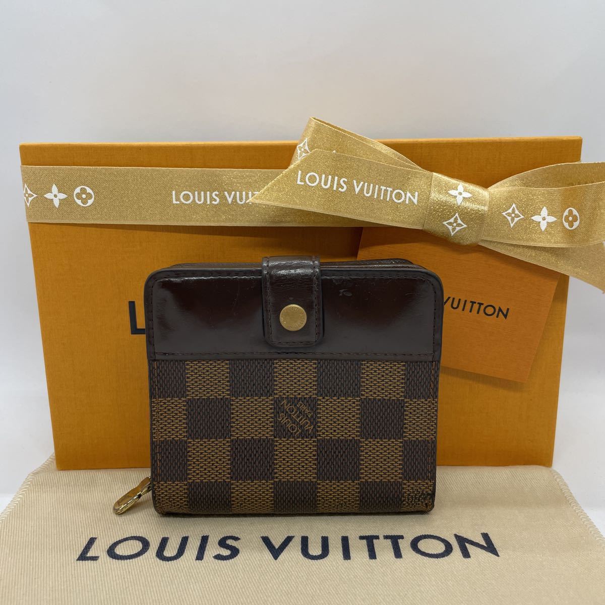 LOUIS VUITTON ルイヴィトン ダミエ エベヌ コンパクトジップ 二つ折り