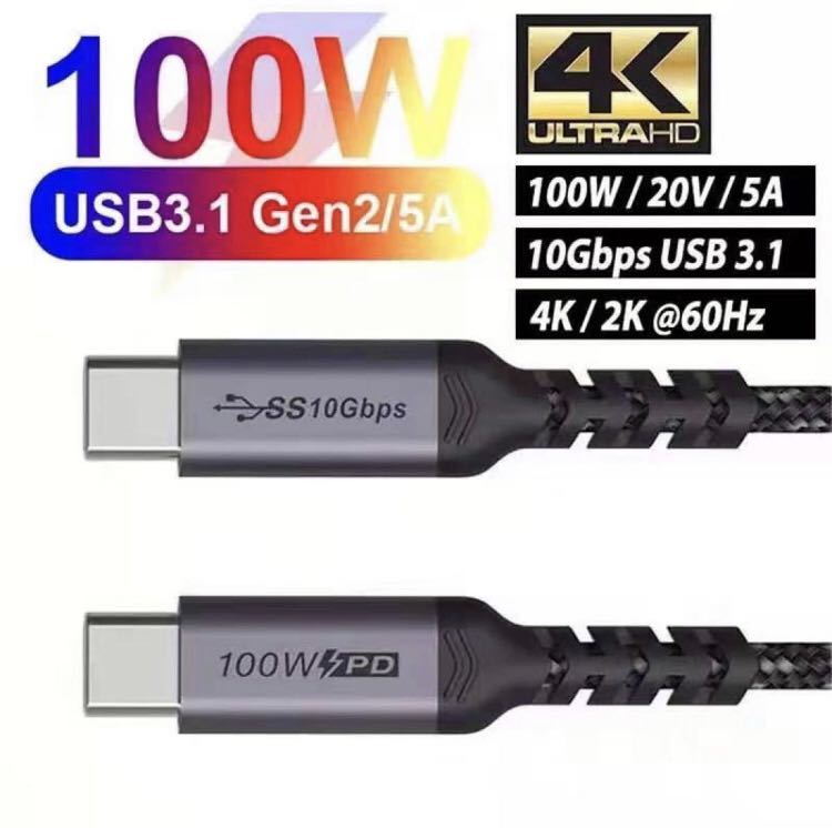 Typeの C ケーブル USB 3.1 (3.0 / 2.0) 対応PD 1M 最大100W/5A 急速充電