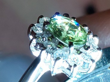 最高品質 PT900 デマントイドガーネット アウイナイト ダイヤモンド リング 8.5号 リング