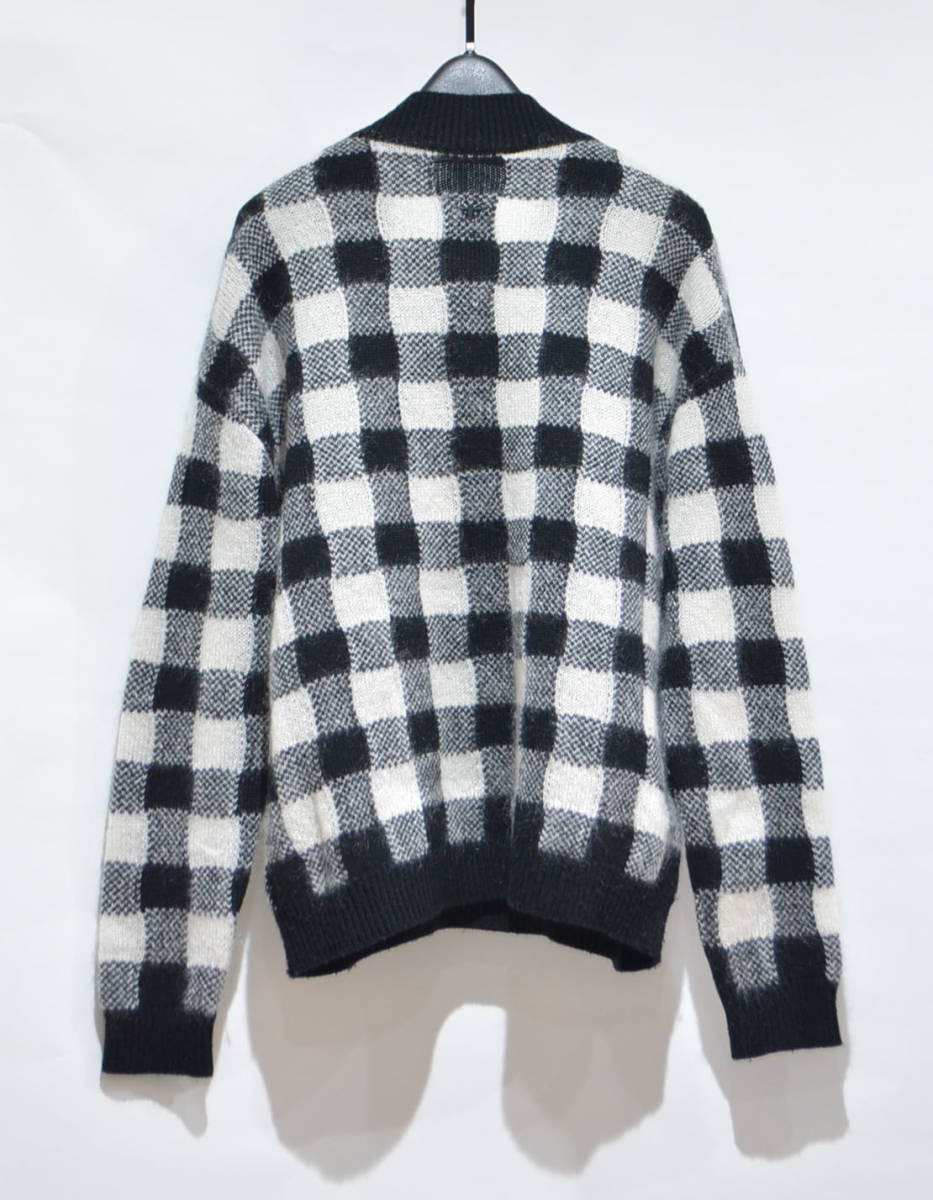  domestic regular Christian Dior Christian Dior block check knitted sweater tops white × black F34 Y-309915