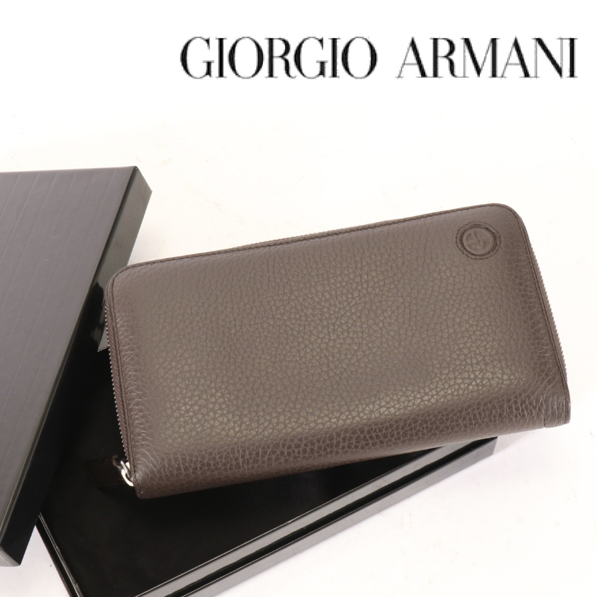 未使用 □GIORGIO ARMANI ジョルジオアルマーニ 超極上本革ウォレット