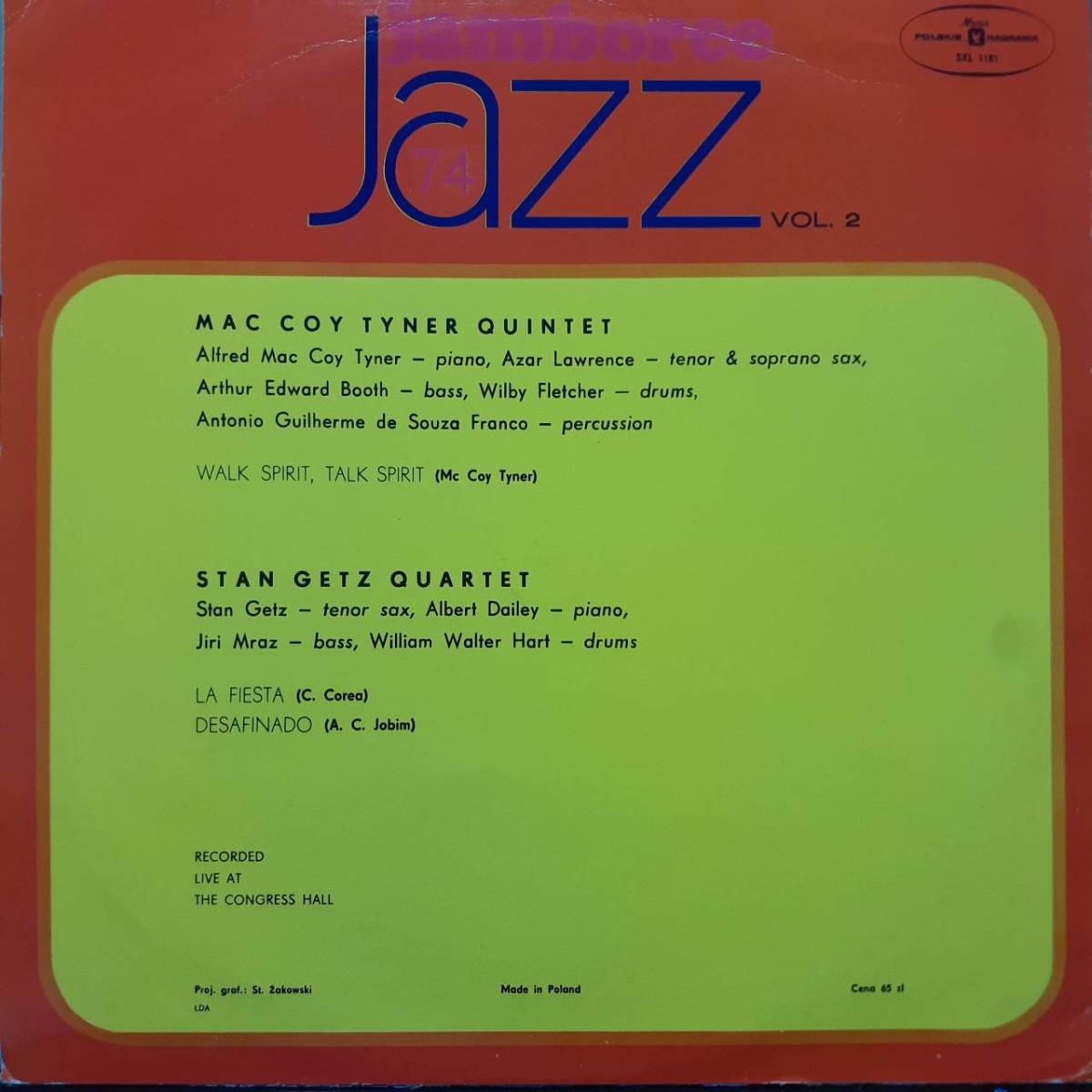ポーランド盤LPオリジ！ワルシャワ録音 McCoy Tyner Quintet / Stan Getz Quartet / Jazz Jamboree 74 Vol. 2 1975年 Muza SXL 1181 高音質_画像3