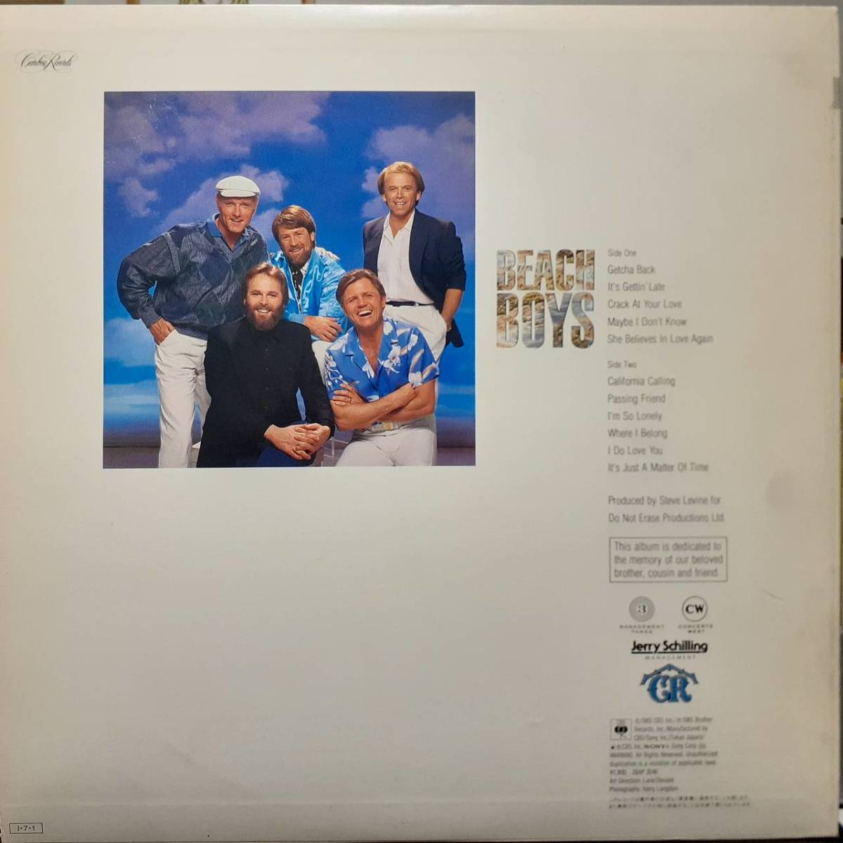 初回ステッカー付き！日本盤LP！Beach Boys / The Beach Boys 1985年 CBS SONY 28AP3046 Getcha Back 収録！Brian Wilson ビーチ・ボーイズ_画像6