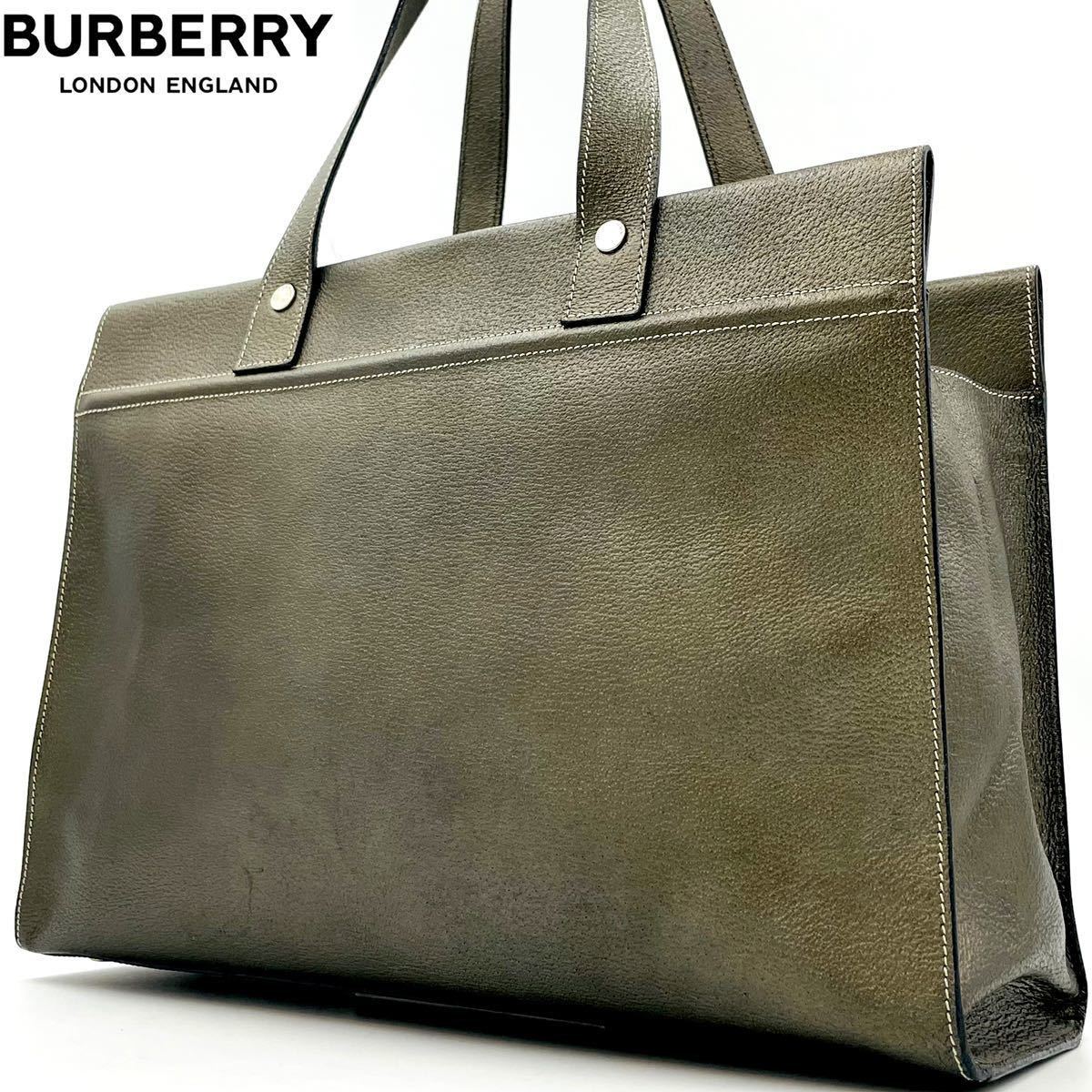 購入卸値 美品 BURBERRY サフィアーノレザー エンボス ビジネスバッグ