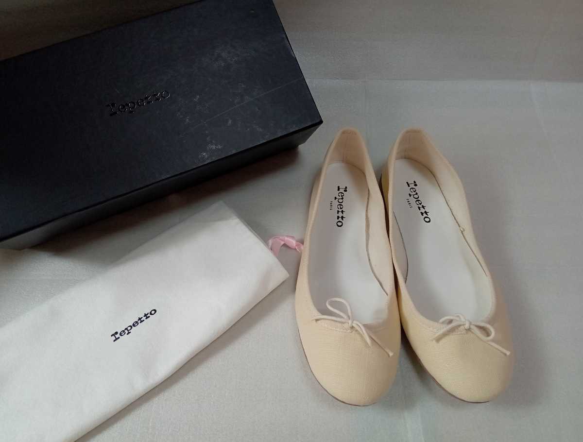 レペット repetto リネン バレエシューズ 37.5 麻 ベージュ 靴 パンプス サンドリヨン サンドリオン_画像2