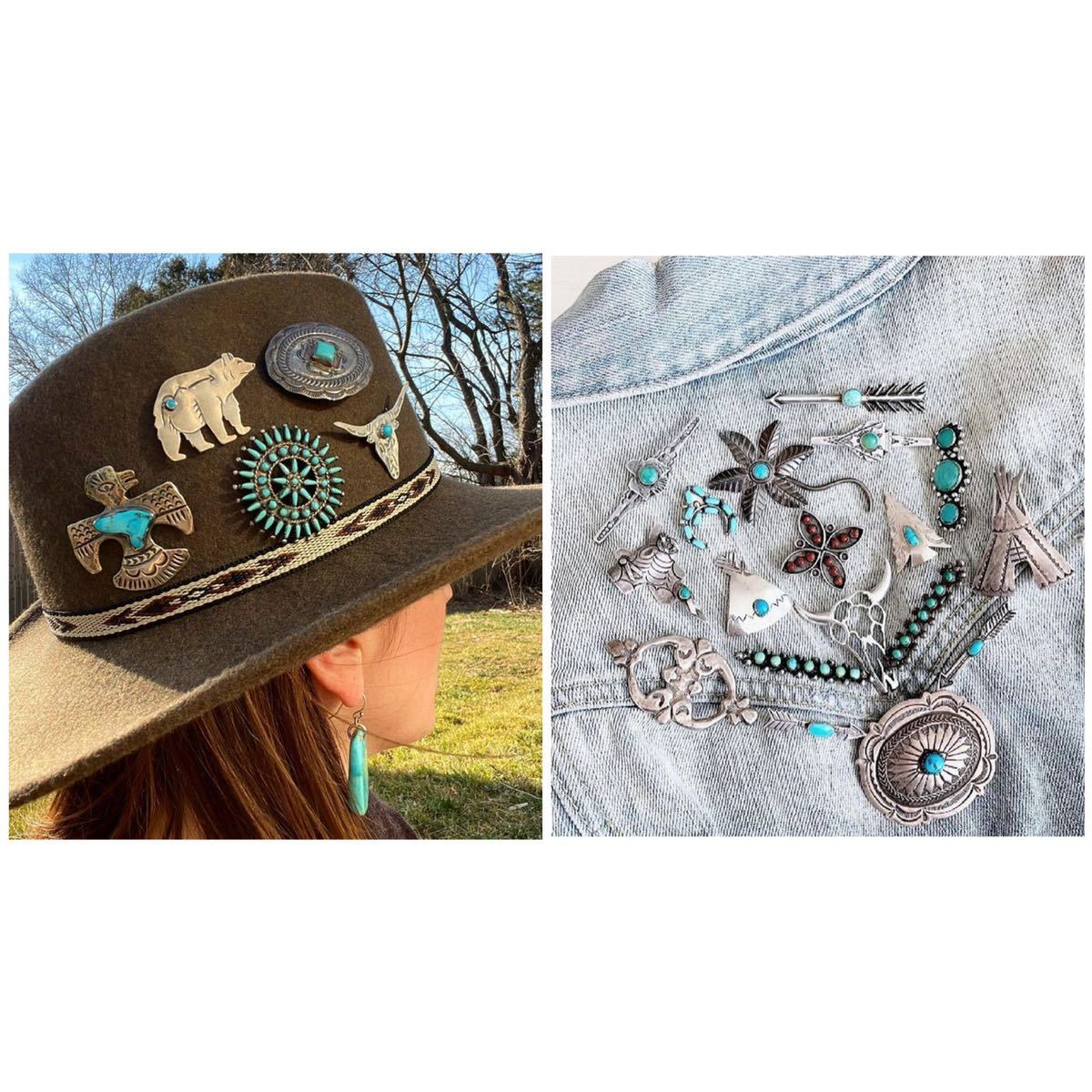 超希少!!VTG NAVAJO 1940’s CACTUS SILVER TURQUOISE PENDANT CHARM USA MADE ナバホビンテージカクタスターコイズシルバーペンダントズニ_画像9