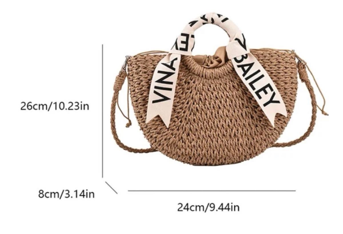 トートバッグ ハンドバッグ ツィリー スカーフ リボン ロゴ ノーブランド 韓国 高見え 可愛い 海 夏 かごバッグ 編みバッグ