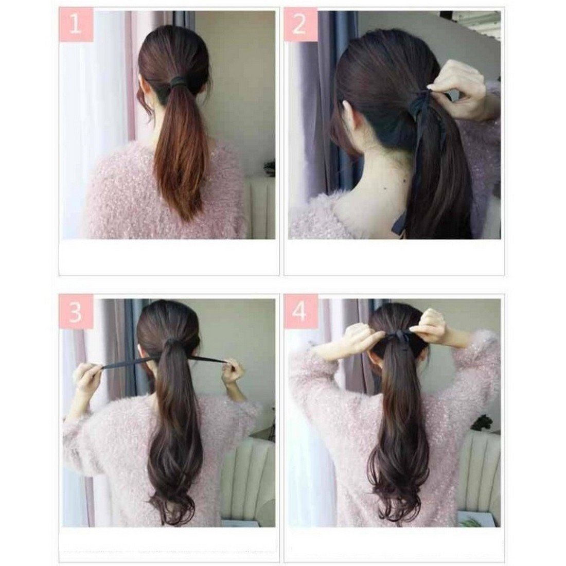  ponytail wig wig ponytail woman long ponytail wig car Lee hair 55cm Brown 