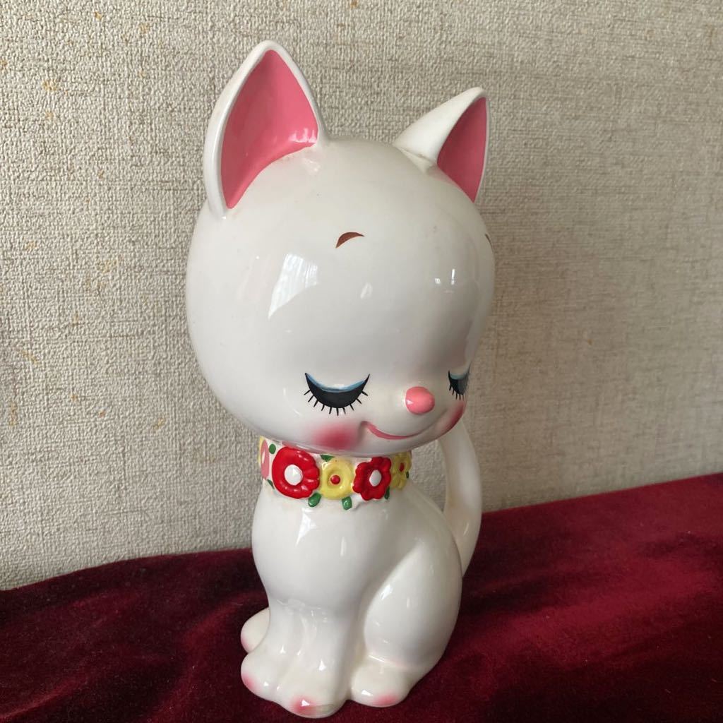 昭和レトロ 内藤ルネ 陶器 ネコちゃん 可愛いねこ 置物貯金箱 RUNE