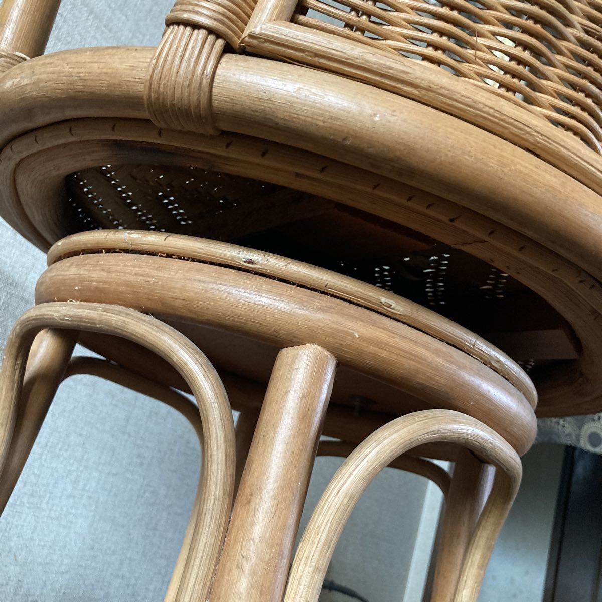 レトロ　籐編み　ラタン　椅子　チェア ビンテージ 座面回転式　ジャパニーズモダン _画像8