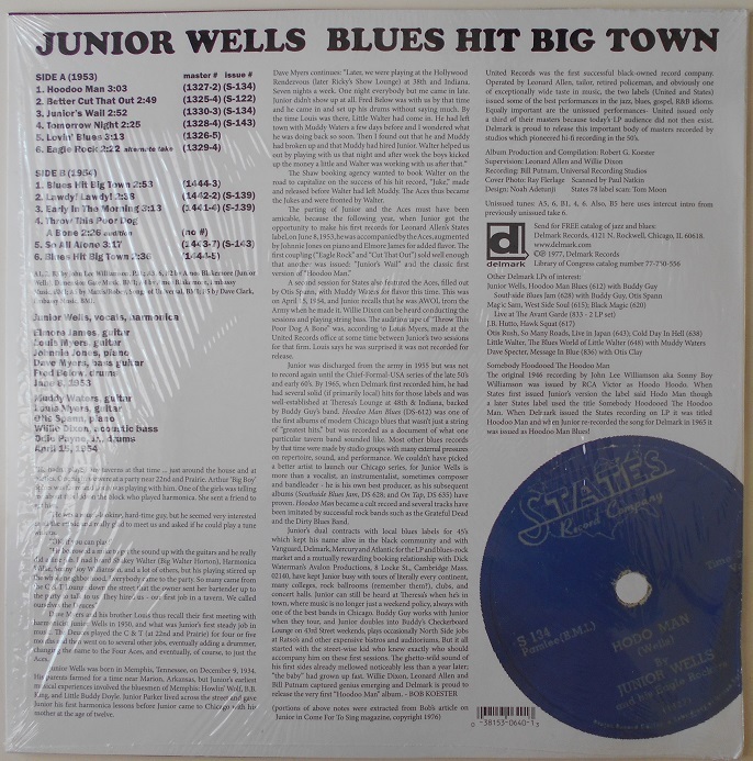 ■新品■Junior Wells ジュニア・ウェルズ/blues hit big town(LP) Muddy Waters マディ・ウォーターズ Elmore James エルモア・ジェームズ_画像2