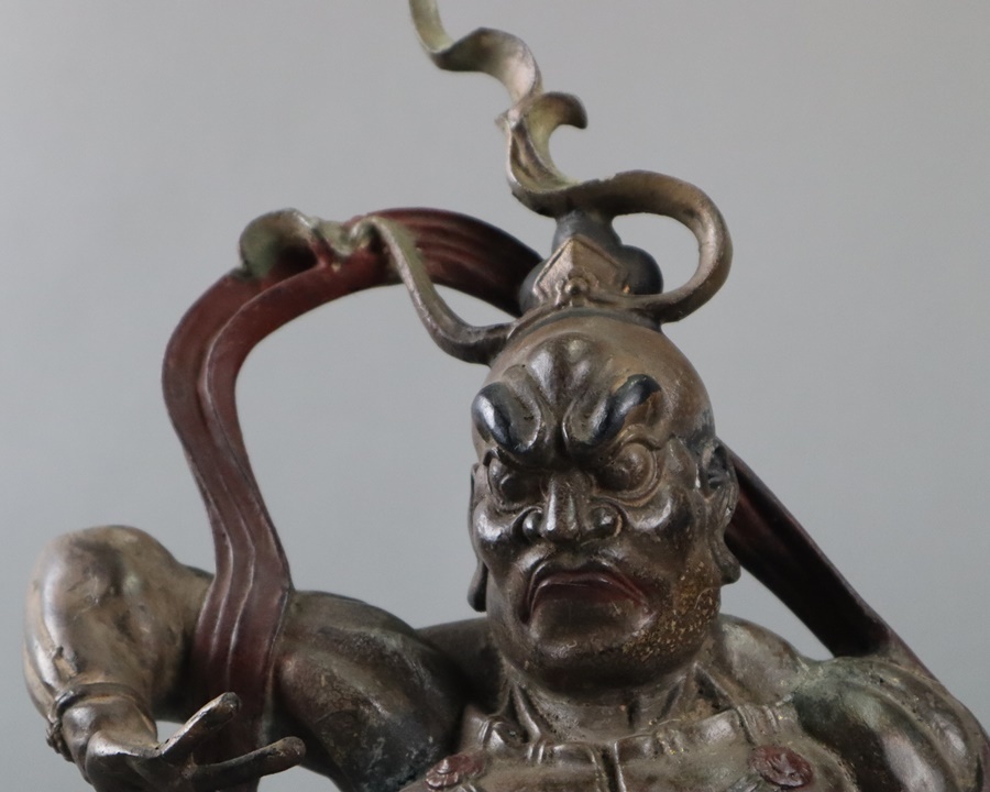仏教美術 色絵銅 金剛力士像(仁王像 阿吽 阿形 吽形)一対 高55,5cm 重