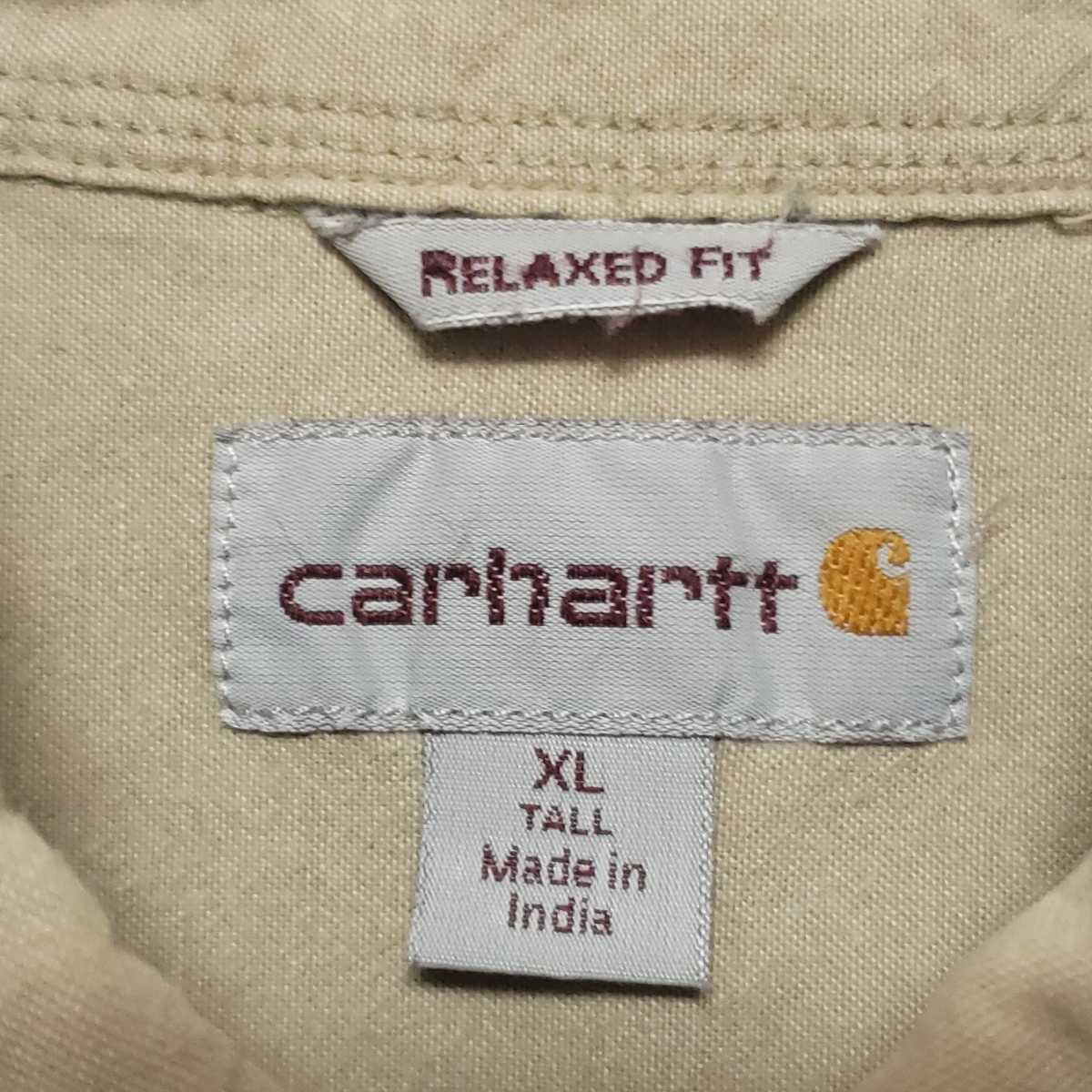 Carhartt カーハート 半袖ワークシャツ 企業刺繍 織りタグ カーキ_画像8