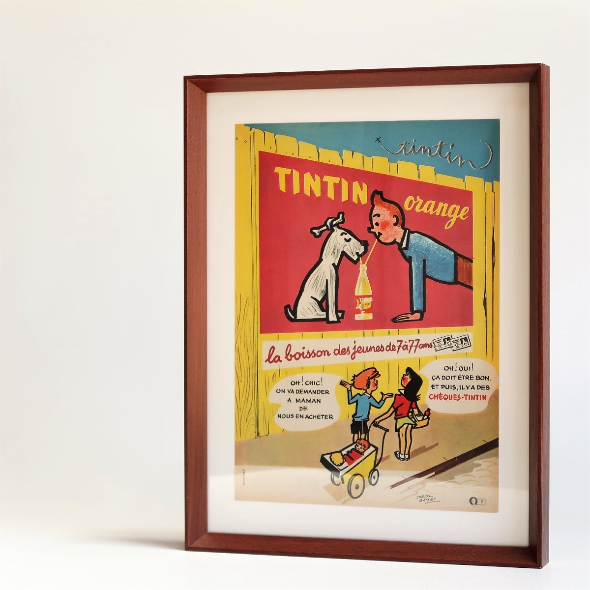 TINTIN orange タンタンオレンジ 1962年 Savignac サヴィニャック フランス ヴィンテージ 広告 額装品 / アートフレーム タンタンの冒険 2