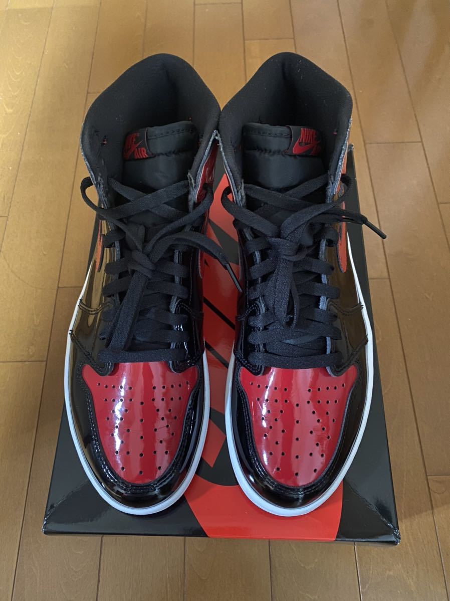 即決 NIKE AIR JORDAN 1 retro HIGH OG PATENT BRED US10 28.0cm