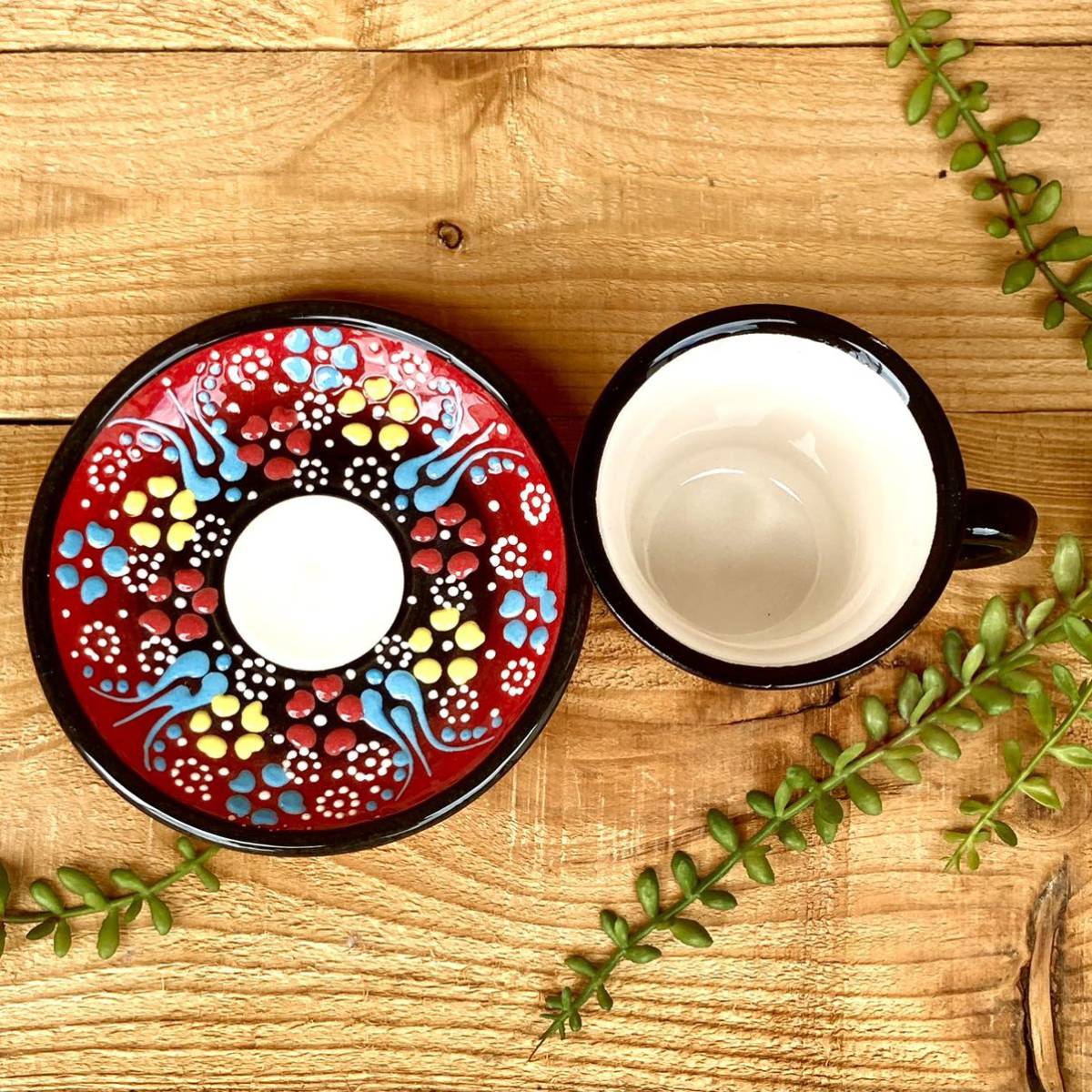 * new goods * Turkey ceramics handle attaching tea i glass set * red * hand made kyu tough ya ceramics [ conditions attaching free shipping ]14801