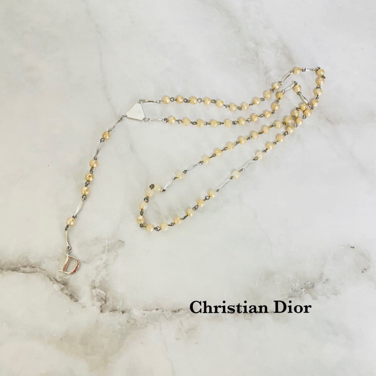 1194円 SALE Christian Dior クリスチャンディオール パール ネックレス ロング チェーン