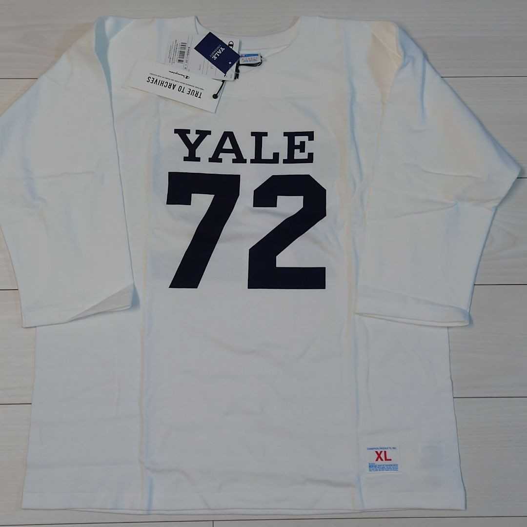70年代 靑タグ 復刻 yale エール true to archives 3/4 七分 フットボール Tシャツ XL 日本製 ヴィンテージ チャンピオン リバースウィーブ