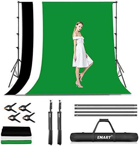 背景スタンド 写真撮影用 260x300cm バックペーパースタンド 調整可能 背景サポートシステム アルミ製 三色 背景 布 白 黒 緑（1.8x2.8ｍ