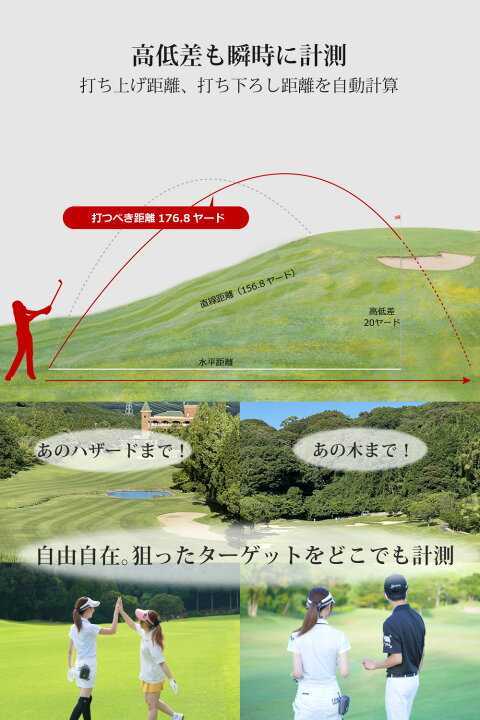 ゴルフ距離計 高低差 ON/OFF 赤色/黒色 表示切り替え レーザー ゴルフ距離計 高低差 ON/OFF 赤色/黒色 表示切り替え レーザー