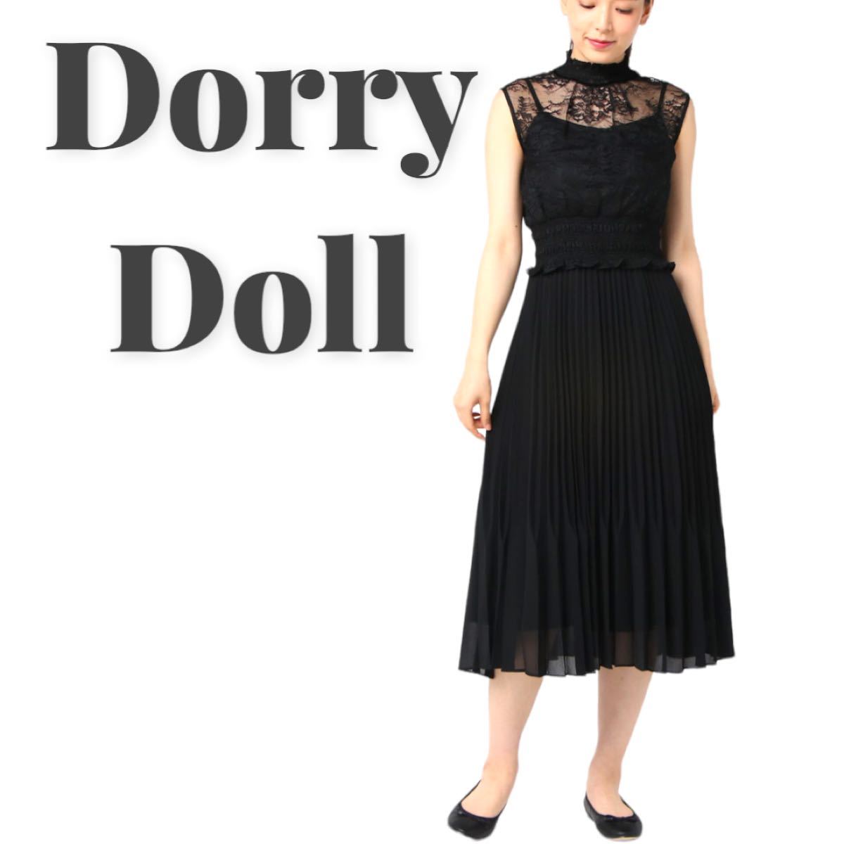 【Dorry Doll】シアーノースリーブワンピース　ブラック　ドレス ミモレ丈 レース