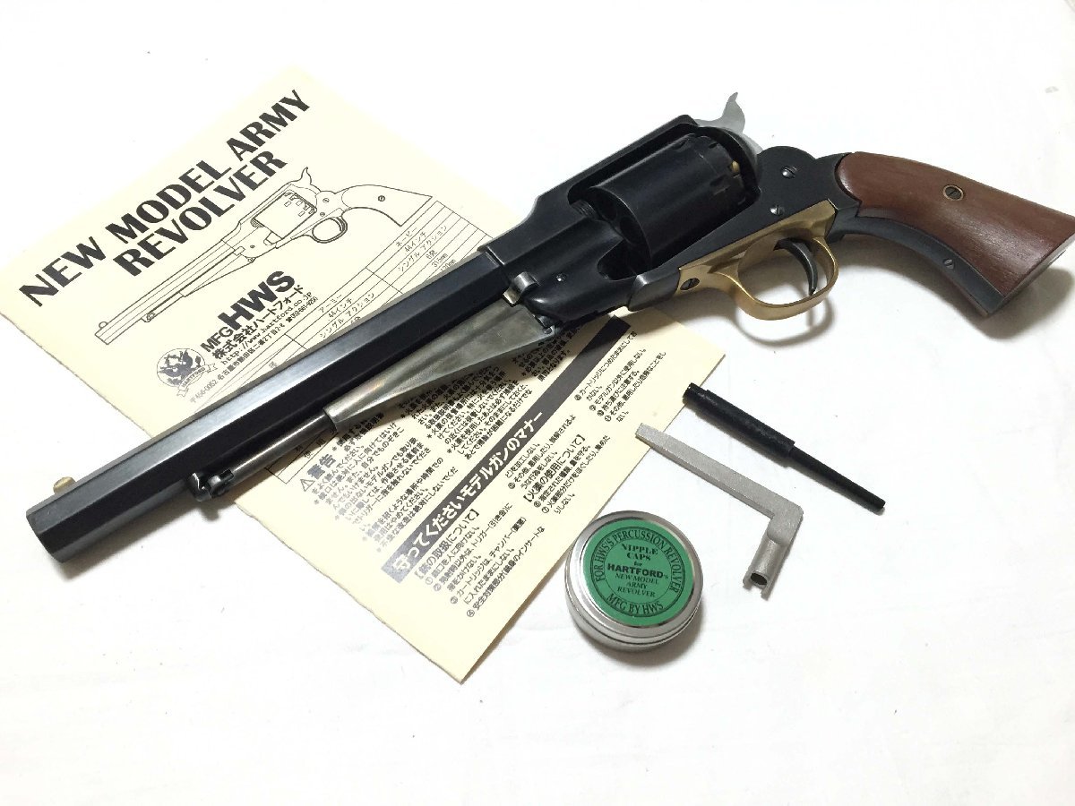 ■ HWS NEW MODEL ARMY ニューモデルアーミー リボルバー モデルガン 箱/説 付 SPG 刻印 有 ★