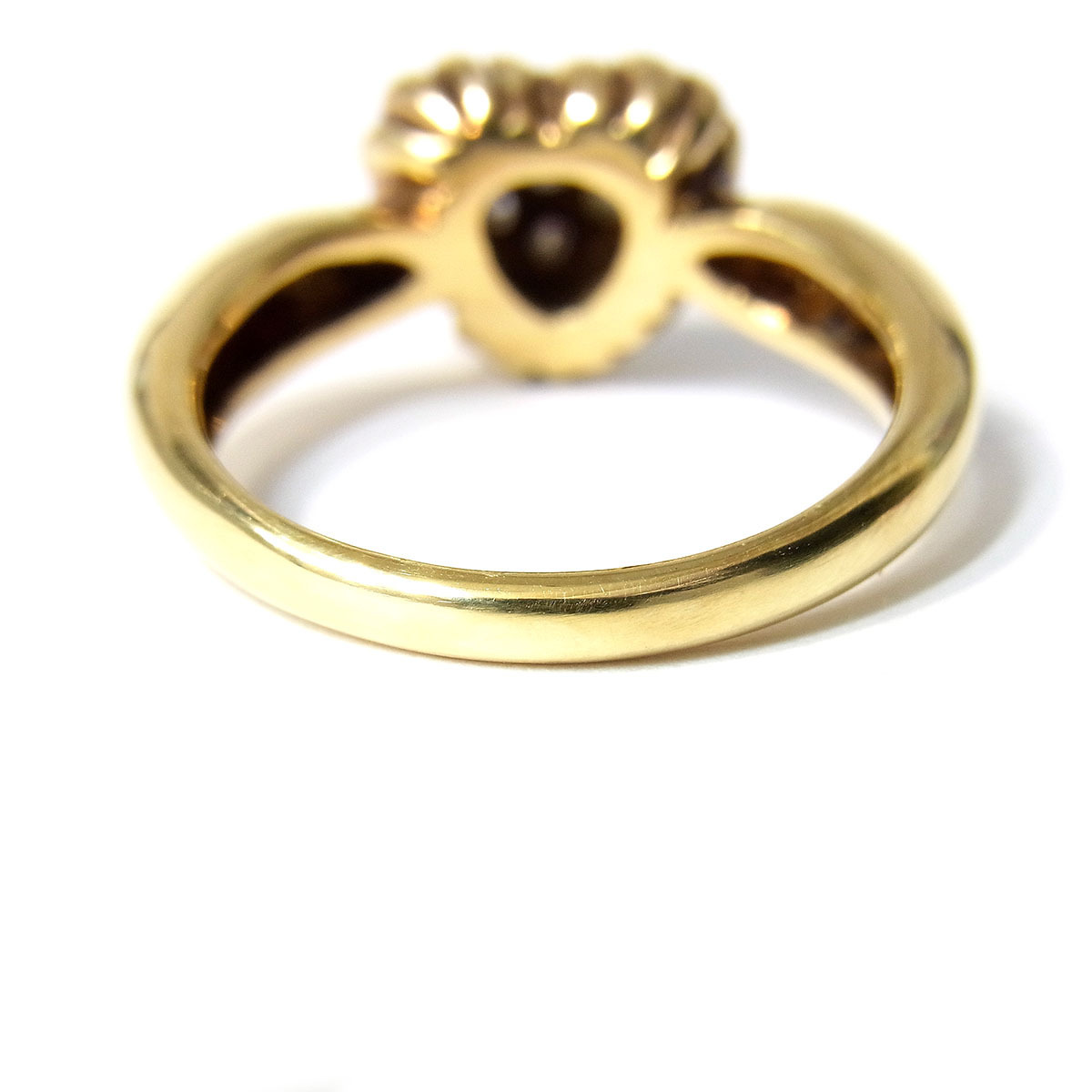 美品 K18 デザインリング 指輪 ダイヤ ハートモチーフ イエローゴールド 約10号 0.10ct 総重量約4.9g 超音波洗浄済み 〓_画像5