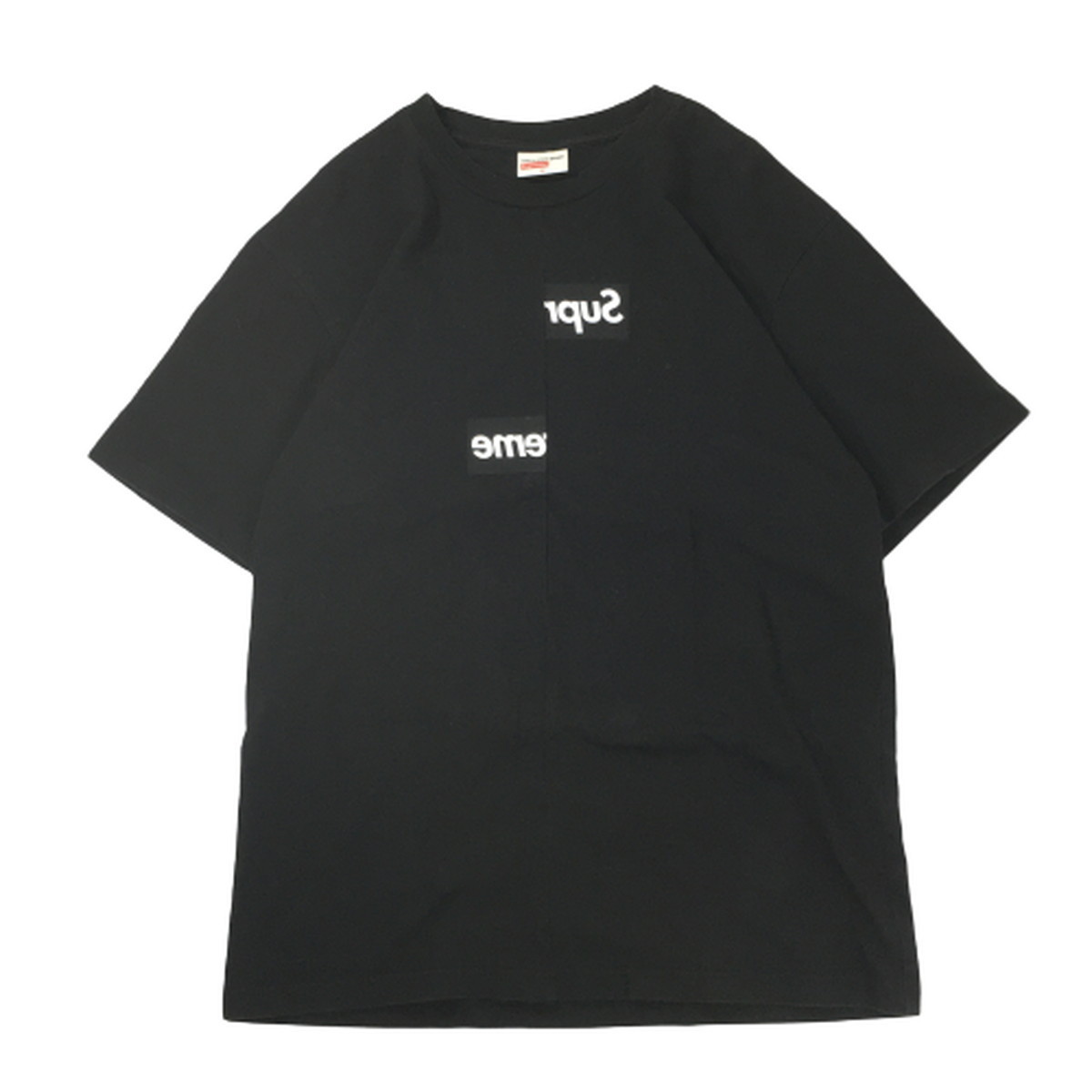 【中古】Supreme シュプリーム コムデギャルソン COMME des GARCONS SHIRT Split Box Logo Tee スプリット ボックスロゴ Tシャツ 黒 M