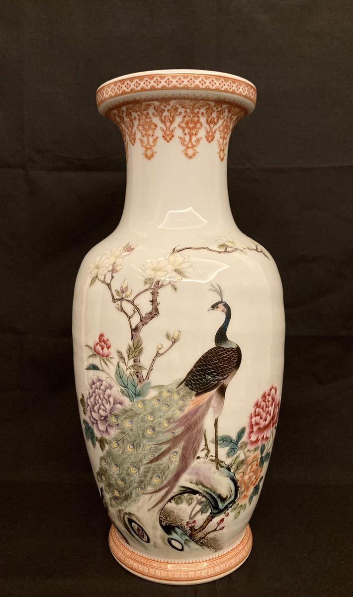 景徳鎮 粉彩花鳥紋瓶 雅玩 特大45cm 唐物 五彩 色絵磁器 景徳鎮製 中国美術 花器 日本代购,买对网