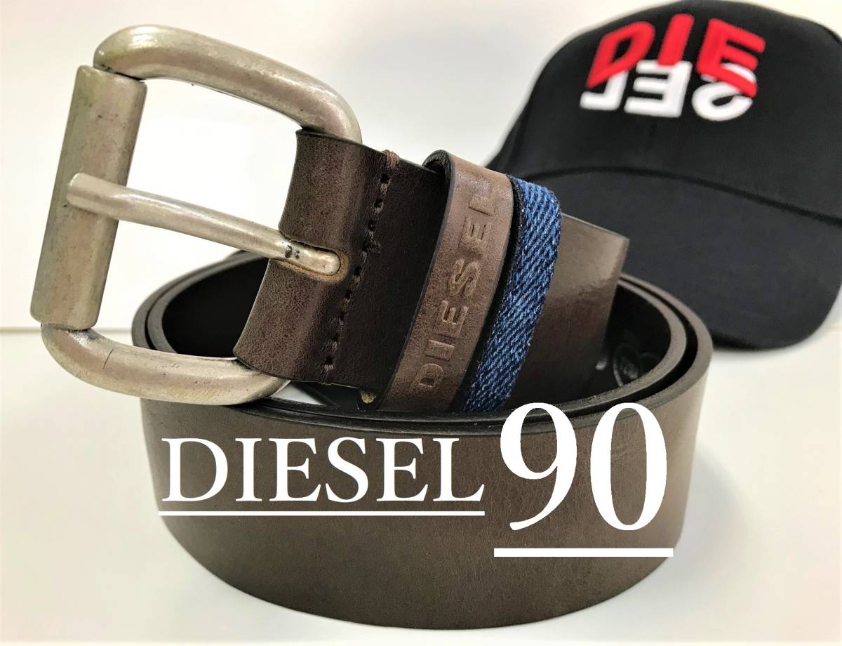 ディーゼル　ベルト 10A20　サイズ90　ブラウン　新品 タグ付　プレゼントにも　DIESEL　B-DELOSO　X06690 PR080 T2184_商品は『DIESEL ベルト』になります