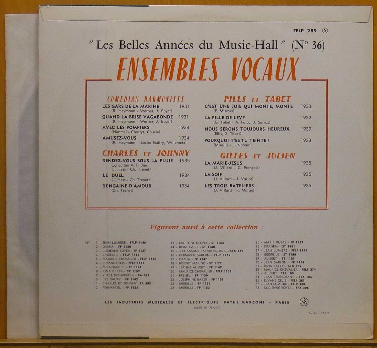 ◎レア!美品!MONO!★Comedian Harmonists/Charles et Johnny他『Ensembles Vocaux』FraオリジLP #59285_画像2