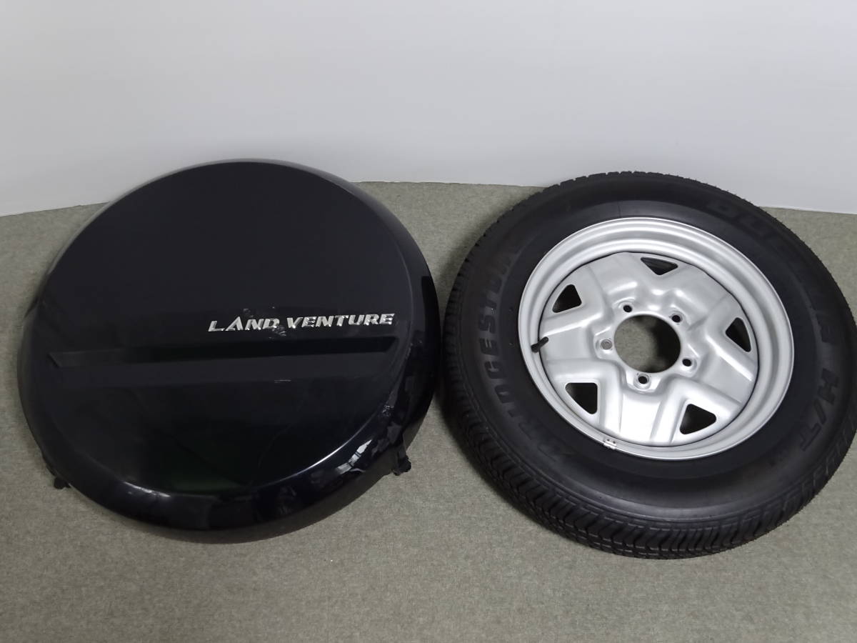 中古 ジムニー用 スペアタイヤ175 80 R16 スペアタイヤカバー 2点セット LAND VENTURE スズキ純正 背面 リヤ 現状_画像1