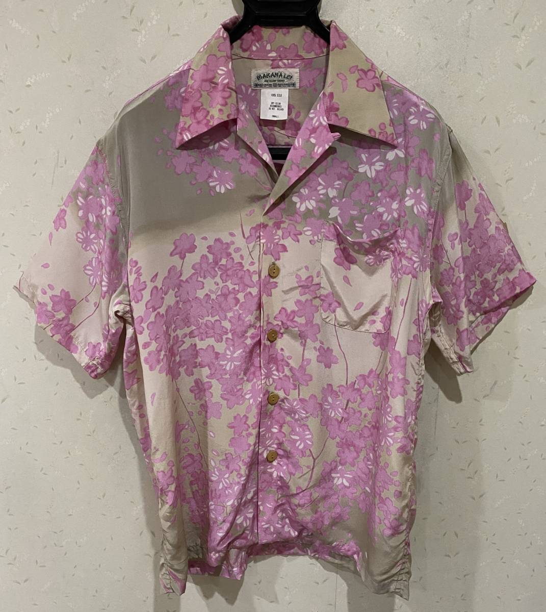 *ma Canare iMAKANA LEI шелк мир рисунок Sakura гавайская рубашка открытый цвет рубашка с коротким рукавом tops S BJBB.G