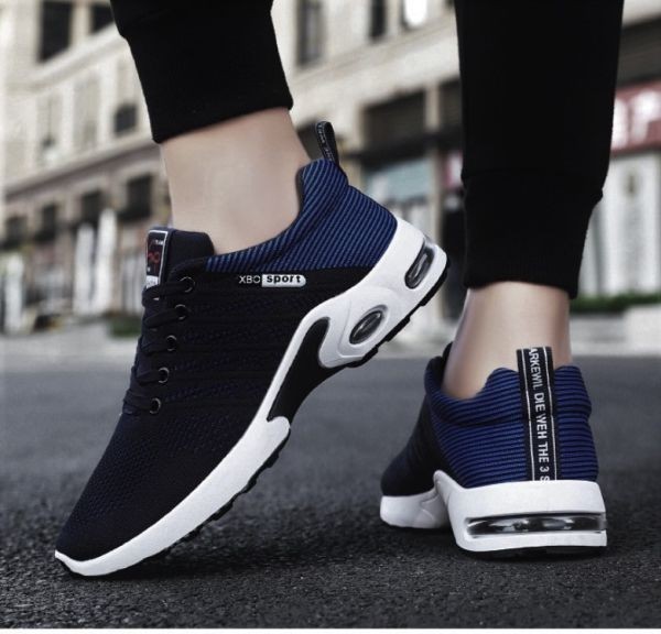  shoes mesh [25cm blue ] s18 men's sneakers running shoes fitness walking ventilation sport casual 