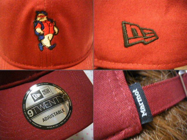  Marmot Marmot×NEWERA 9FIFTY BGD casual for sport cap * hat . red series mascot . pattern [ma- vi n] embroidery @DESCENTE made 