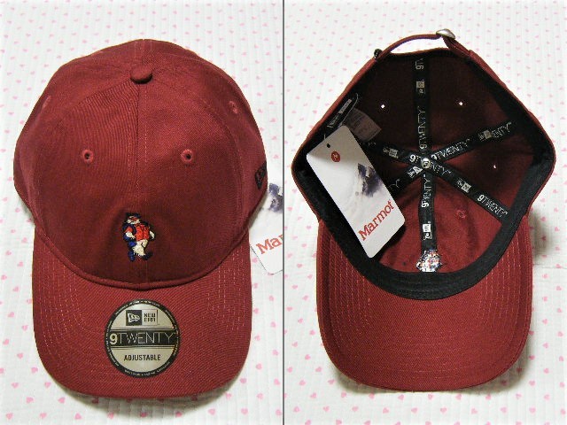  Marmot Marmot×NEWERA 9FIFTY BGD casual for sport cap * hat . red series mascot . pattern [ma- vi n] embroidery @DESCENTE made 